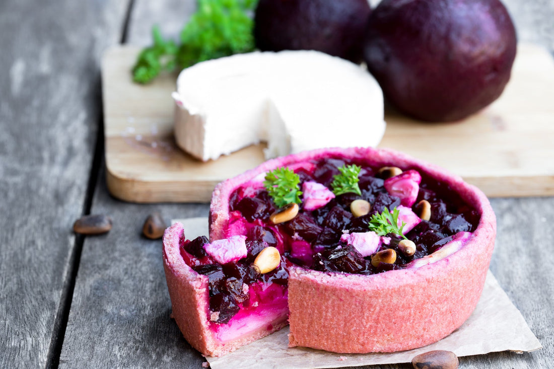 Herzhafte Rote Beete Quiche mit Birnen und Walnüssen - Direkt vom Feld