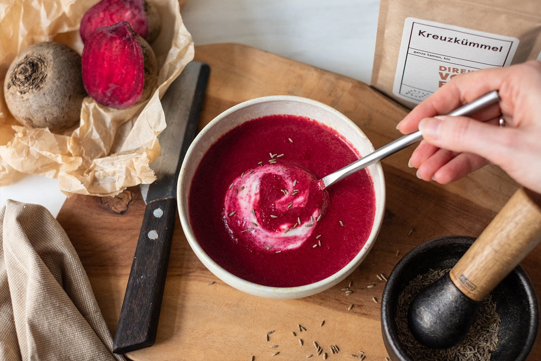 Rote-Beete-Suppe mit Kreuzkümmel - Direkt vom Feld