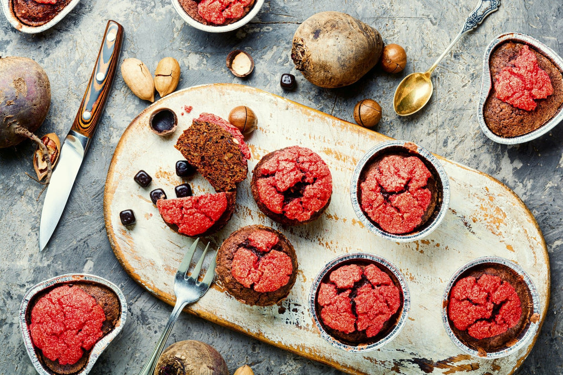 Schokoladenmuffins mit Rote Beete Robuschka Frosting - Direkt vom Feld