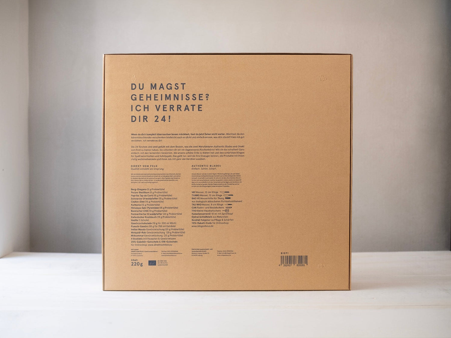 Adventskalender mit Premium - Biogewürzen & handgefertigten Messern - Direkt vom Feld