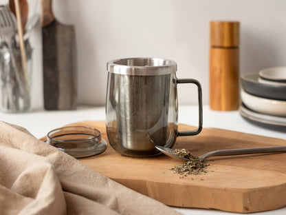 Adhoc Glastasse mit Edelstahl-Teesieb