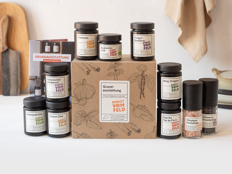 Grundausstattung mit 10 Premium-Biogewürzen | Direkt vom Feld