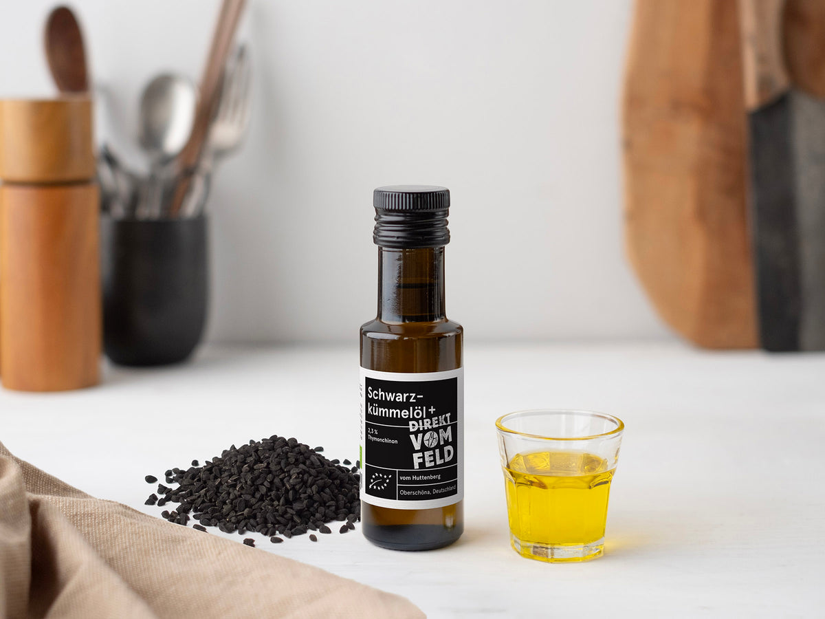 100 ml Bio-Schwarzkümmelöl mit 2,3 % Thymochinon-Gehalt | Hofmanufaktur vom Huttenberg