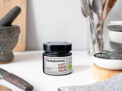 20 Tonkabohnen im Aromaglas | Biogewürze Direkt vom Feld