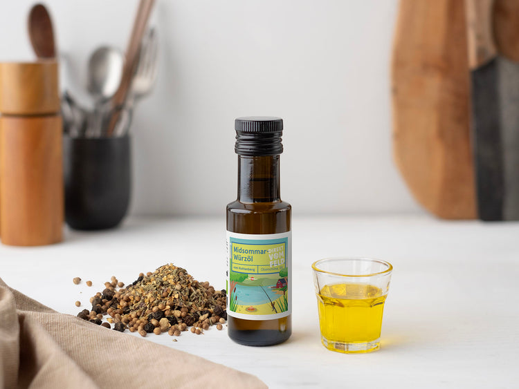 100 ml Midsommar-Würzöl | Direkt vom Feld in Zusammenarbeit mit der Hofmanufaktur vom Huttenberg